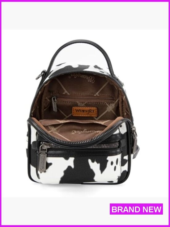 Mini Backpack Purse Vegan Leather Western Cow Print Y2K Cute